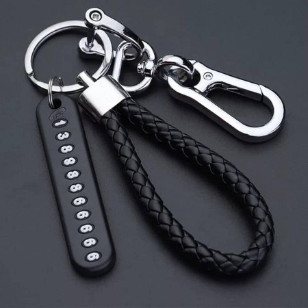2pcs Anti-lost keychain with Mobile Number (Black)
