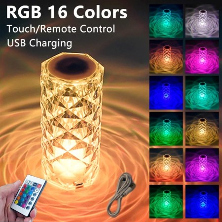 Touching Control 16 Color Crystal Lamp, Table Lamp for Bedroom