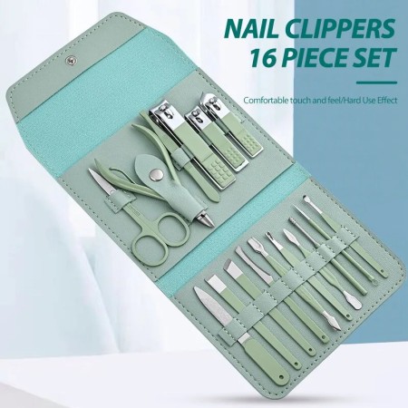 16pcs Stainless Steel Nail Cutter Tool Set (Blue/Green/Pink)