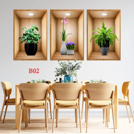 3pcs Set Artificial Tree Wall Sticker (B02)