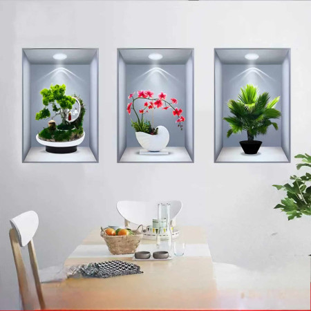 3pcs Set Artificial Tree Wall Sticker (S07)
