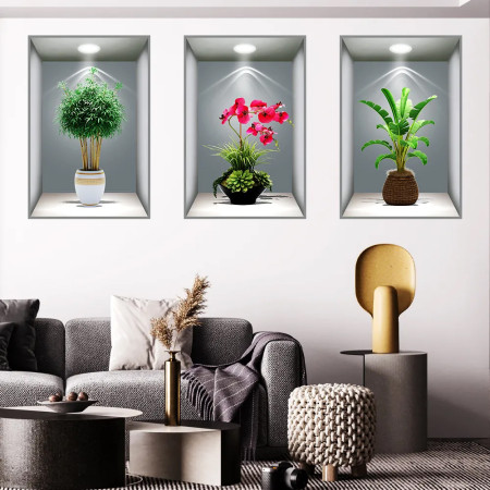 3pcs Set Artificial Tree Wall Sticker (S12)