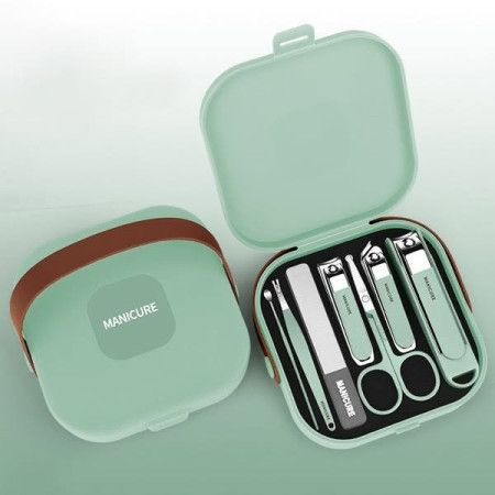 Anti-Splash Nail Care 7 Pcs Manicure Set (Green)