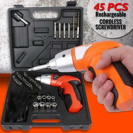 45 Pcs Tools Set Rechargeable Cordless Screwdriver