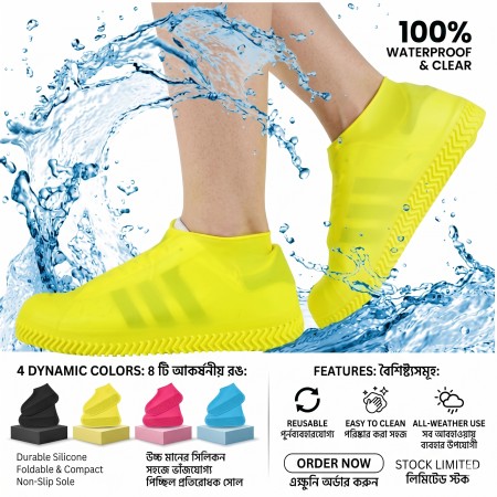 Waterproof Shoe Cover Anti Slip - M-Black/Yellow/Ash L-Ash